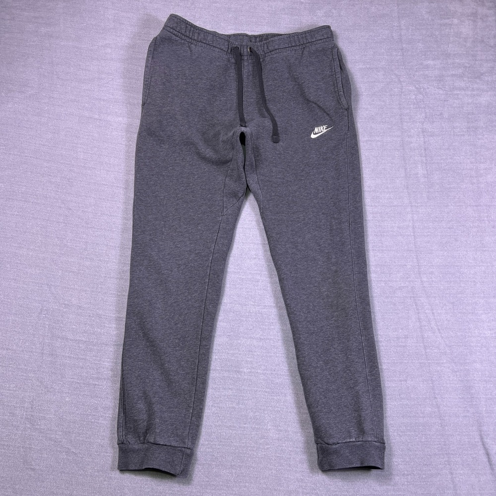 Nike Men's Heathered Gray Logo Sportswear Club Fleece Tapered Sweatpants‎ Size S